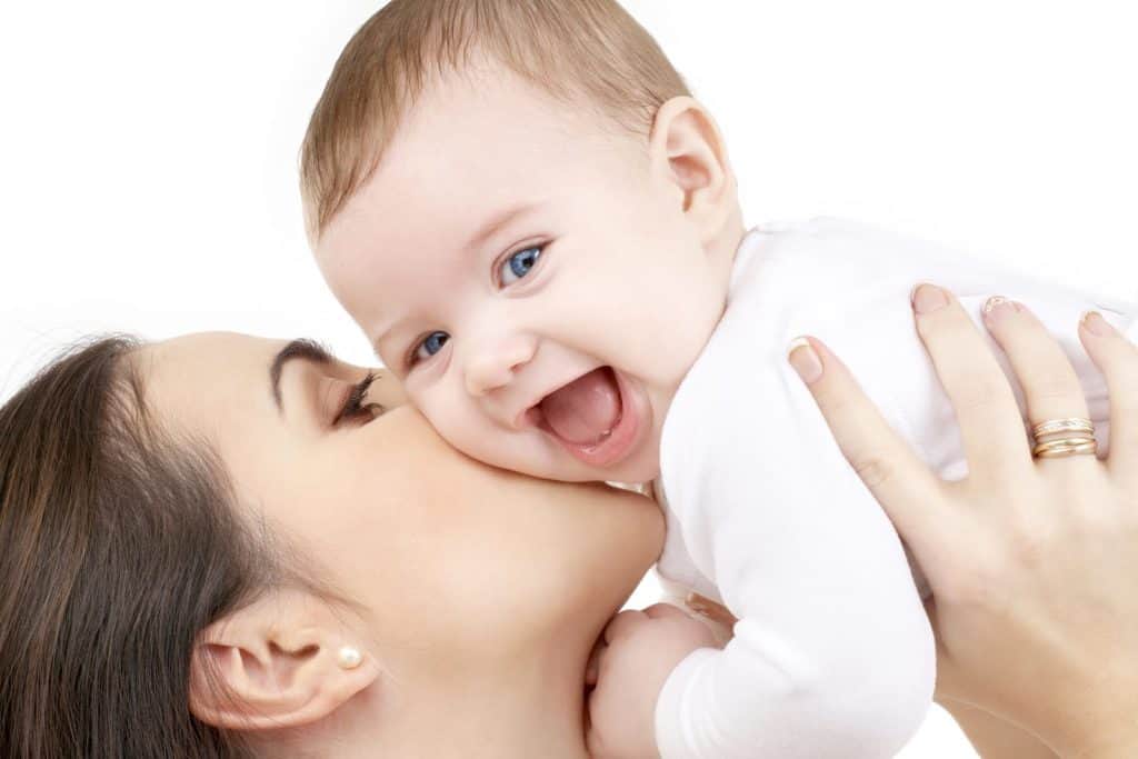 mother and her healthy child after a visit at the private child health clinic in birmingham